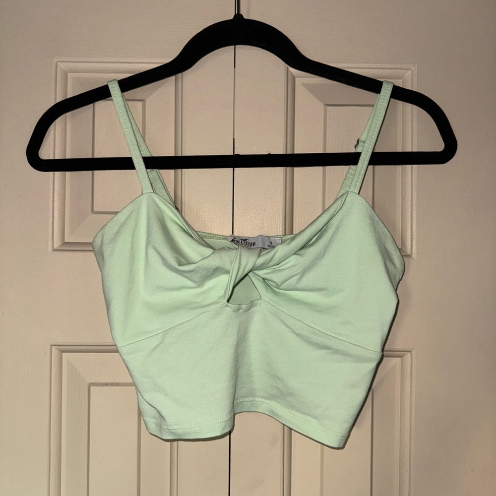 Hollister Green Tie Front Camisole Crop Top